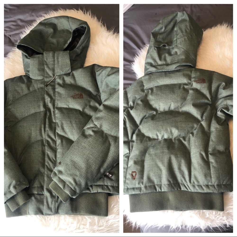 North Face Army Green Coat Down 600 Houndstooth